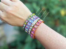 Load image into Gallery viewer, Enamel Stretch Bracelet - Earth Tone Colors - Asst Styles: Gold w/ Pink Pearls - Maeve