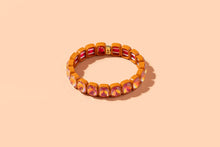 Load image into Gallery viewer, Enamel Stretch Bracelet - Earth Tone Colors - Asst Styles: Teal w/ Pink Small Round Stones - Maeve