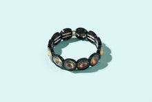 Load image into Gallery viewer, Enamel Stretch Bracelet - Earth Tone Colors - Asst Styles: Teal w/ Pink Small Round Stones - Maeve