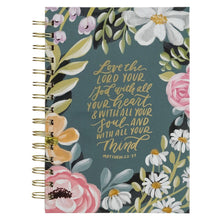 Load image into Gallery viewer, Journal Wirebound Teal Floral Love the Lord Matt. 22:37