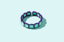 Load image into Gallery viewer, Enamel Stretch Bracelet - Earth Tone Colors - Asst Styles: Teal w/ Pink Small Round Stones - Maeve