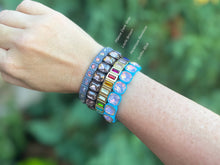 Load image into Gallery viewer, Enamel Stretch Bracelet - Earth Tone Colors - Asst Styles: Gold w/ Pink Pearls - Maeve