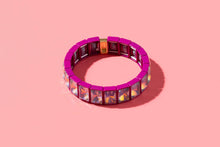 Load image into Gallery viewer, Enamel Stretch Bracelet - Earth Tone Colors - Asst Styles: Teal w/ Pink Small Round Stones - Maeve