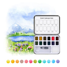 Load image into Gallery viewer, Watercolor Pocket Set Of 12 With Brush - Landscape Colors
