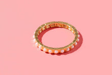 Load image into Gallery viewer, Enamel Stretch Bracelet - Earth Tone Colors - Asst Styles: Teal w/ Pink Small Round Stones - Maeve
