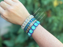 Load image into Gallery viewer, Enamel Stretch Bracelet - Earth Tone Colors - Asst Styles: Gold w/ Pink Pearls - Maeve
