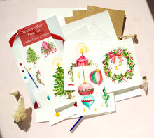Load image into Gallery viewer, Watercolor Painting Kit: Christmas Cards | Paint-Your-Own
