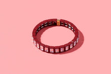 Load image into Gallery viewer, Enamel Stretch Bracelet - Earth Tone Colors - Asst Styles: Gold w/ Pink Pearls - Maeve
